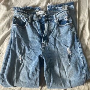 Abercrombie & Fitch Ultra High Rise Ankle Straight Jeans Distressed Sz 0/25